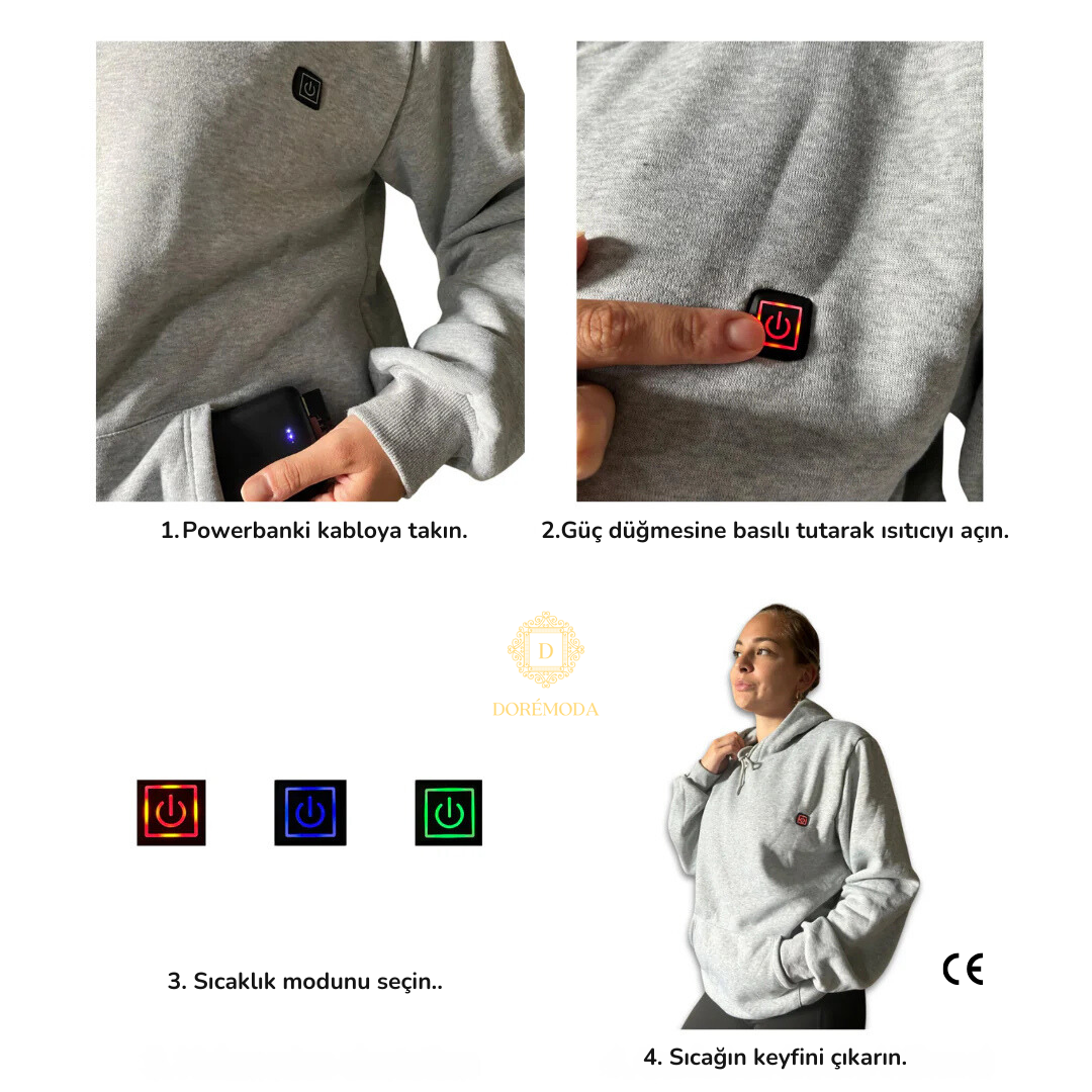 Isıtıcılı Sweatshirt - Hoodie